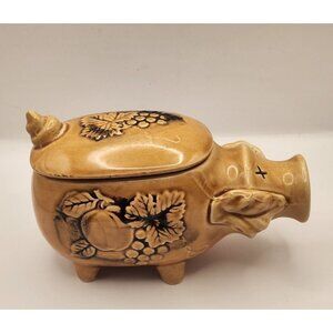 Enesco Imports lidded ceramic dish shaped like a pig,